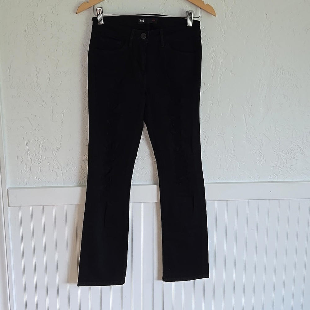 3x1 Distressed Black Denim Jeans Bowie 578 Size 24